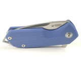 Kubey Blue Linerlock Folding Knife 2.75" Tanto D2 Steel blade 203D