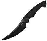 Kubey Scimitar Black G10 D2 Steel Trailing Pt Fixed Blade Knife w/ Sheath 231B