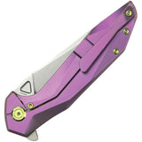 Kubey Nova Framelock Purple Titanium Folding 14C28N Drop Pt Pocket Knife 235D