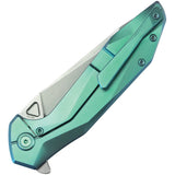 Kubey Nova Framelock Green Titanium Folding 14C28N Drop Pt Pocket Knife 235H
