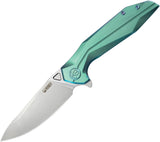 Kubey Nova Framelock Green Titanium Folding 14C28N Drop Pt Pocket Knife 235H