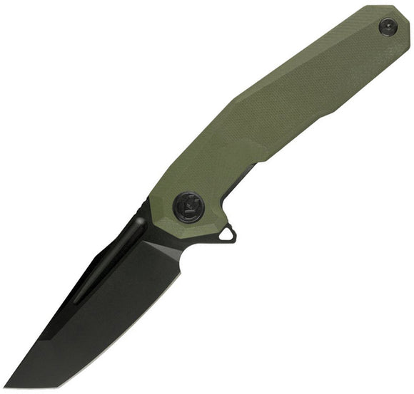 Kubey Carve Nest Folding Knife Linerlock Green G10 Black D2 Drop Pt Blade 237B