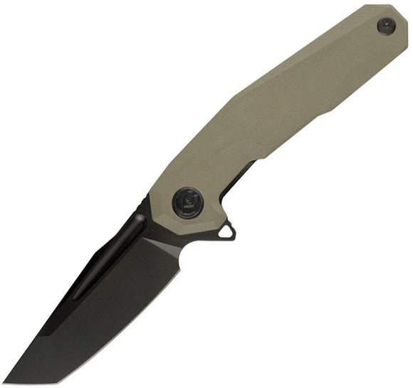 Kubey 237 Pocket Knife Linerlock Tan G10 Folding D2 Steel Tanto Blade 237C