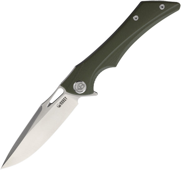 Kubey Pocket Knife Raven Linerlock Green G10 Folding AUS-10A Blade 245B