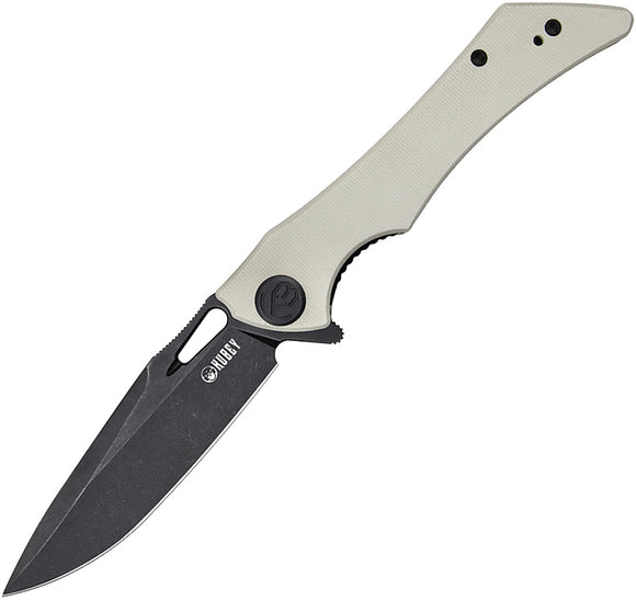 Kubey Raven Linerlock Ivory G10 Folding AUS-10 Drop Point Pocket Knife 245F