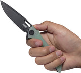 Kubey Raven Linerlock Jade G10 Folding Black AUS-10 Drop Point Pocket Knife 245G
