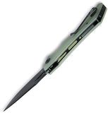 Kubey Raven Linerlock Jade G10 Folding Black AUS-10 Drop Point Pocket Knife 245G