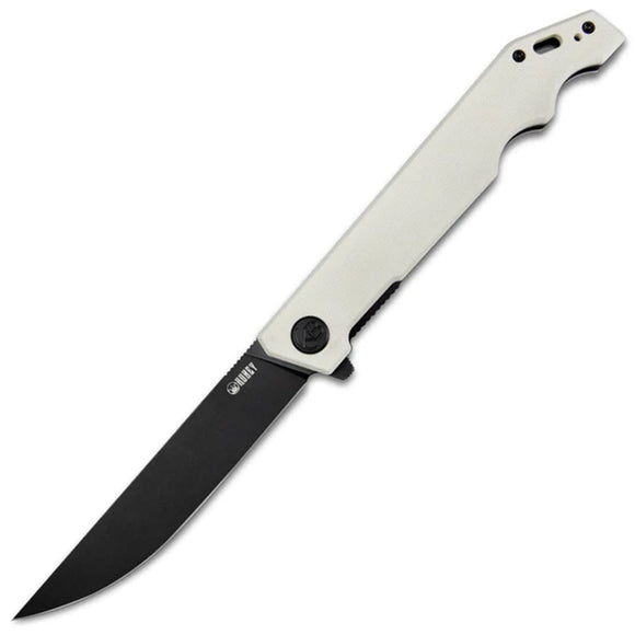 Kubey Pylades Linerlock Ivory G10 Folding Black AUS-10 Clip Pt Pocket Knife 253D