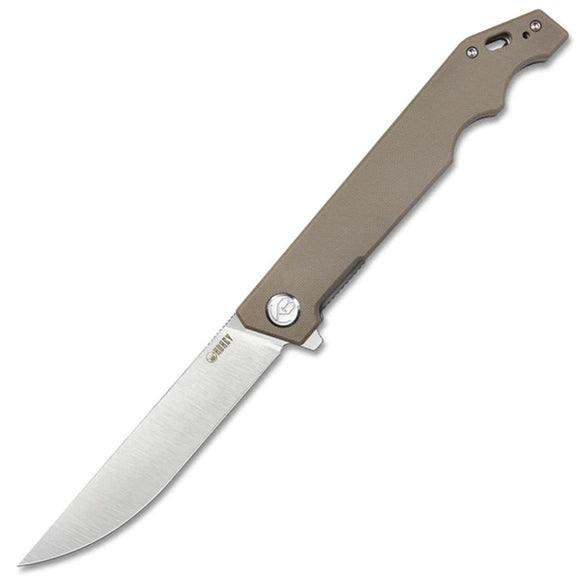 Kubey Pylades Linerlock Tan G10 Folding AUS-10 Clip Point Pocket Knife 253E