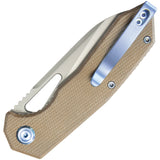 Kubey Vagrant Linerlock Tan Micarta Folding Bohler M390 Pocket Knife 291V