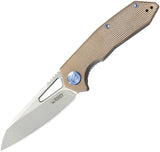 Kubey Vagrant Linerlock Tan Micarta Folding Bohler M390 Pocket Knife 291V