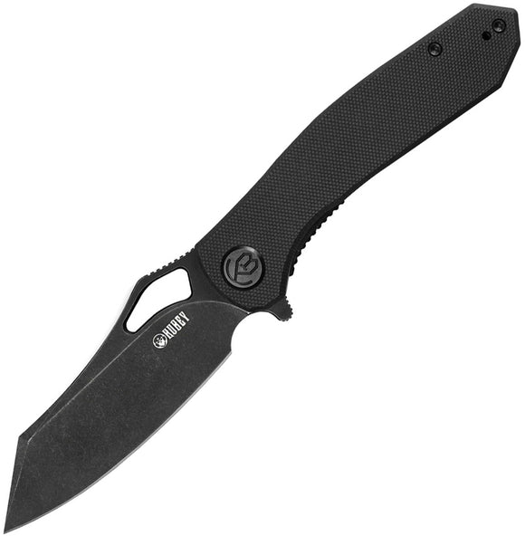 Kubey Pocket Knife Drake Linerlock All Black G10 Folding D2 Cleaver Blade 310F