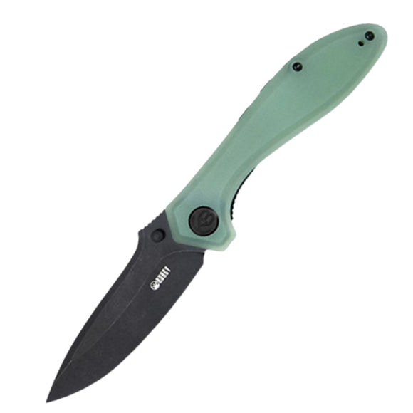 Kubey Ruckus Pocket Knife Linerlock Jade G10 Folding AUS-10 Drop Pt Blade 314C