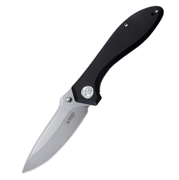 Kubey Ruckus Pocket Knife Linerlock Black G10 Folding AUS-10 Drop Pt Blade 314F