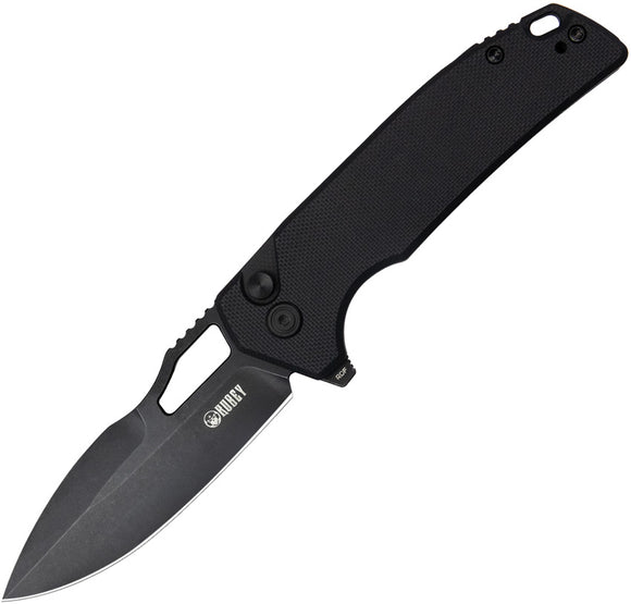 Kubey RDF Button Lock Black G10 Folding AUS-10 Spear Point Pocket Knife 316A
