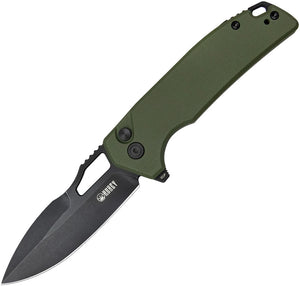 Kubey RDF Button Lock Green G10 Folding AUS-10 Spear Point Pocket Knife 316B