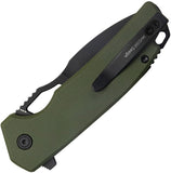 Kubey RDF Button Lock Green G10 Folding AUS-10 Spear Point Pocket Knife 316B
