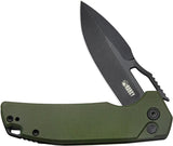 Kubey RDF Button Lock Green G10 Folding AUS-10 Spear Point Pocket Knife 316B