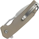 Kubey RDF Button Lock Tan G10 Folding Bead Blast AUS-10 Spear Point Pocket Knife 316D