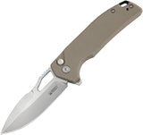 Kubey RDF Button Lock Tan G10 Folding Bead Blast AUS-10 Spear Point Pocket Knife 316D