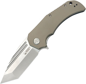 Kubey Bravo One Linerlock Tan G10 Folding AUS-10 Tanto Pocket Knife 318C