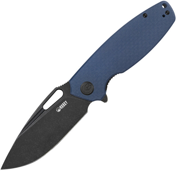 Kubey Tityus Pocket Knife Linerlock Blue G10 Folding Black D2 Steel Blade 322F
