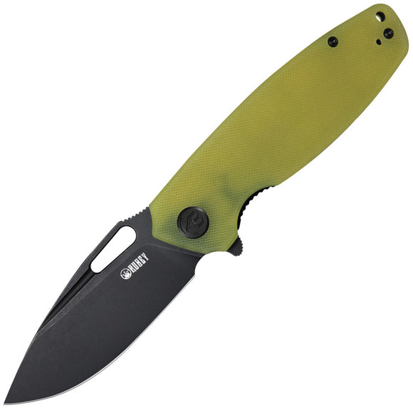 Kubey Tityus Pocket Knife Linerlock Yellow G10 Folding Black D2 Steel Blade 322G