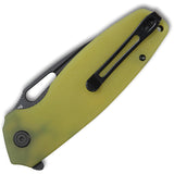 Kubey Tityus Pocket Knife Linerlock Yellow G10 Folding Black D2 Steel Blade 322G