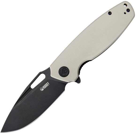 Kubey Tityus Pocket Knife Linerlock Ivory G10 Folding Black D2 Steel Blade 322H