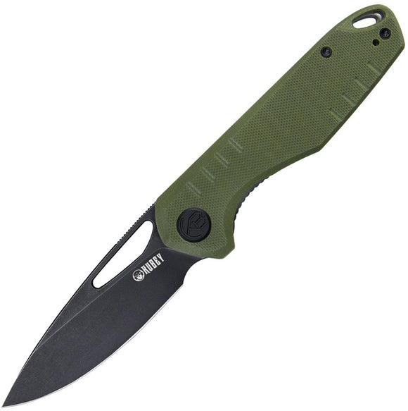 Kubey Doris Pocket Knife Linerlock Green G10 Folding Black D2 Steel Blade 324C