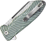 Kubey Creon Button Lock White & Green G10 Folding Damascus Pocket Knife 336A