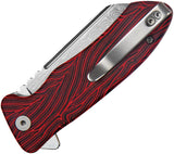 Kubey Creon Button Lock Black & Red G10 Folding Damascus Pocket Knife 336B