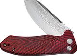 Kubey Creon Button Lock Black & Red G10 Folding Damascus Pocket Knife 336B