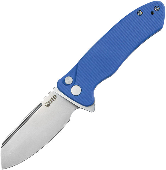 Kubey Creon Button Lock Blue G10 Folding AUS-10 Sheepsfoot Pocket Knife 336C
