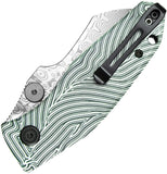 Kubey Monsterdog Linerlock White & Green G10 Folding Damscus Pocket Knife 337E