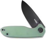 Kubey Belus EDC Linerlock Jade G10 Folding Black AUS-10 Pocket Knife 342B