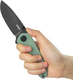 Kubey Belus EDC Linerlock Jade G10 Folding Black AUS-10 Pocket Knife 342B