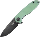 Kubey Belus EDC Linerlock Jade G10 Folding Black AUS-10 Pocket Knife 342B