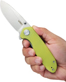 Kubey Belus EDC Linerlock Translucent Yellow G10 Folding AUS-10 Knife 342D