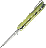 Kubey Belus EDC Linerlock Translucent Yellow G10 Folding AUS-10 Knife 342D