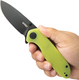 Kubey Belus EDC Linerlock Translucent Yellow G10 Folding Black AUS-10 Knife 342G