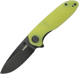 Kubey Belus EDC Linerlock Translucent Yellow G10 Folding Black AUS-10 Knife 342G