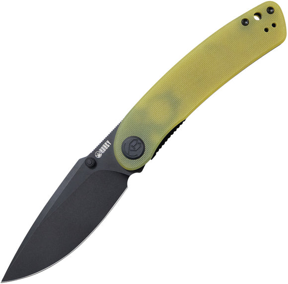 Kubey Momentum Linerlock Translucent Yellow G10 Folding AUS-10 Knife 344F
