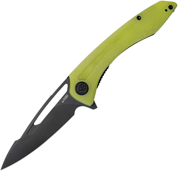 Kubey Merced Linerlock Translucent Yellow G10 Folding AUS-10 Pocket Knife 345C