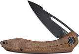 Kubey Merced Linerlock Tan Micarta Folding AUS-10 Drop Point Pocket Knife 345E