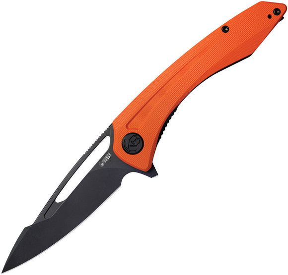 Kubey Merced Linerlock Orange G10 Folding Black AUS-10 Drop Pt Pocket Knife 345G