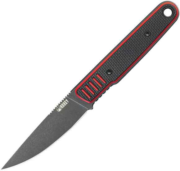 Kubey JL Black & Red G10 Sandvik 14C28N Drop Pt Fixed Blade Knife w/ Sheath 356A