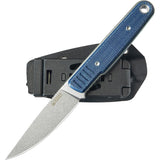 Kubey JL Fixie Blue Micarta Sandvik 14C28N Drop Pt Fixed Blade Knife OPEN BOX