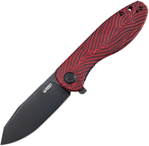 Kubey Master Chief Linerlock Red & Black G10 Folding Blackwash AUS-10 Knife 358A