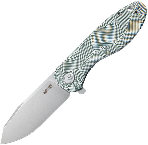Kubey Master Chief Linerlock White & Green G10 Folding AUS-10 Pocket Knife 358B